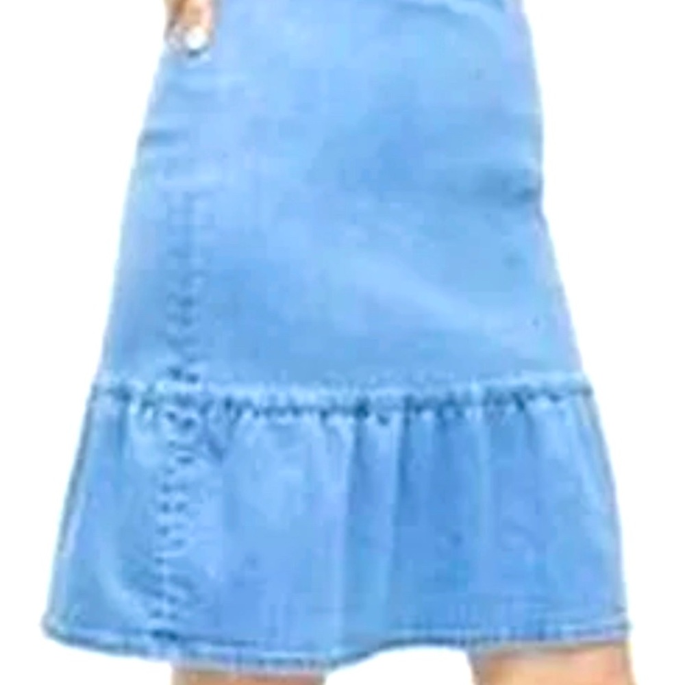 J. Crew ruffle hem denim mini skirt ocean wash size 6.